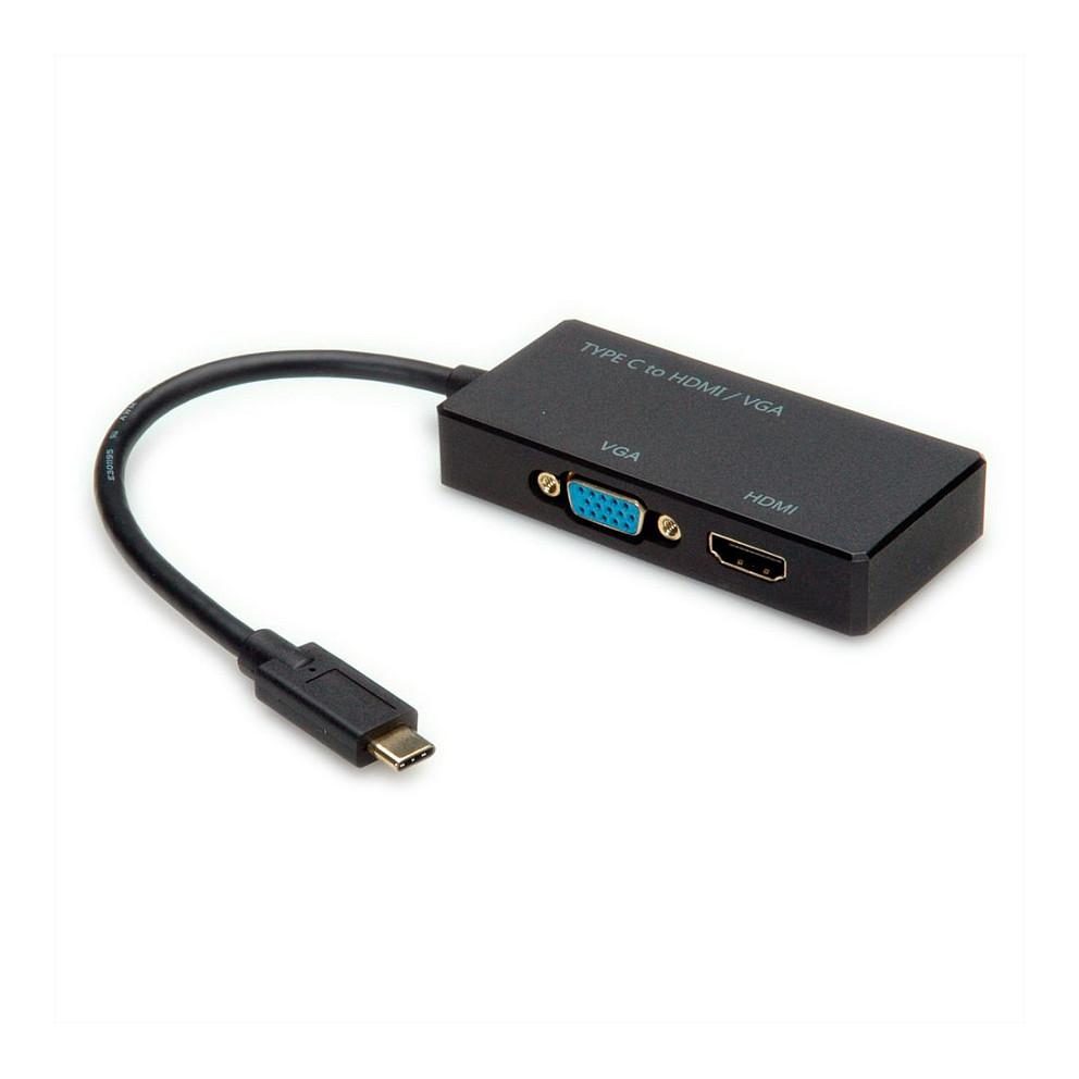 Skærmadapter VALUE 12.99.3215 USB-C til VGA/HDMI - sort