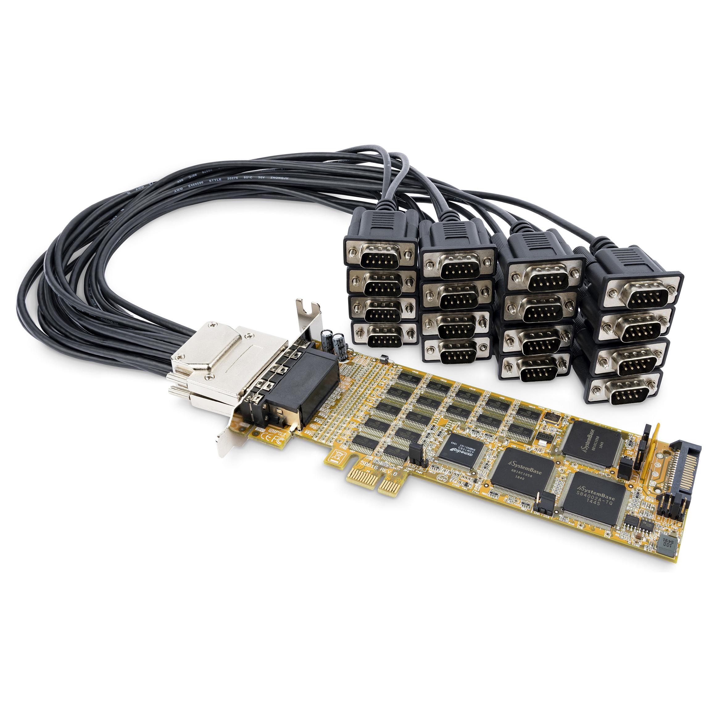 Startech 16 Port PCI Express Serial Card - High-Speed PCIe Serial Card - Ekspansionsmodul - PCIe 1.1 lavprofil - RS-232 x 2 - gul