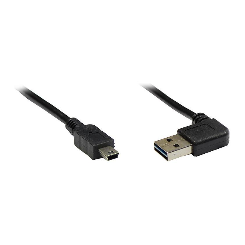 USB 2.0-kabel A til Mini-USB B vinkel - sort, 2 m