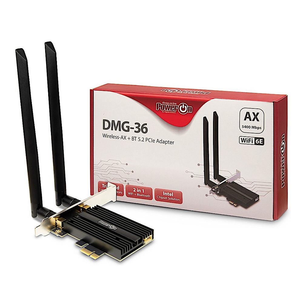 Inter-Tech DMG-36, Intern, Trådløs, PCI Express, WLAN / Bluetooth, 5400 Mbit/s, Sort, Sølv