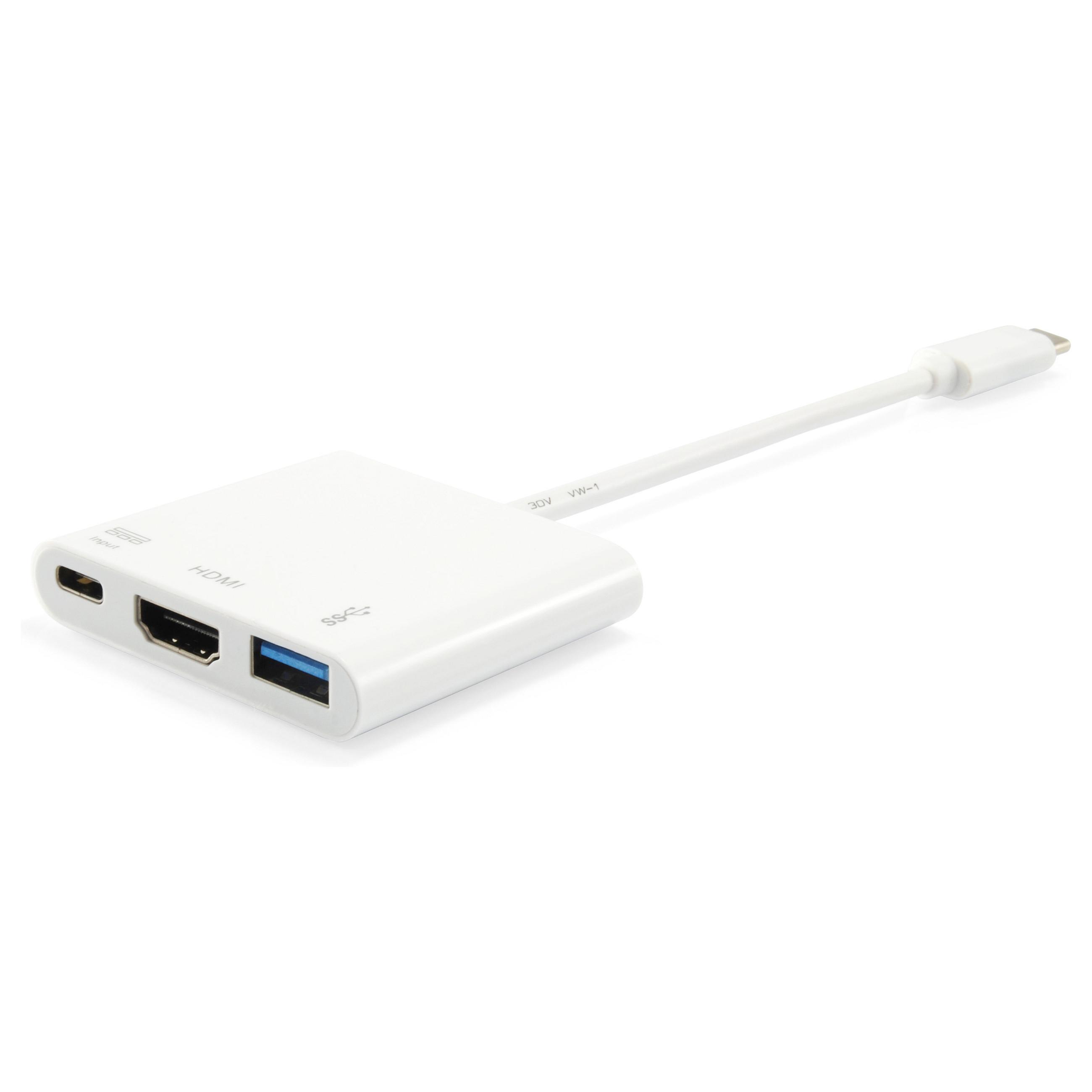 USB-C adapter Equip 133461 til HDMI/USB-A/USB-C PD - hvid