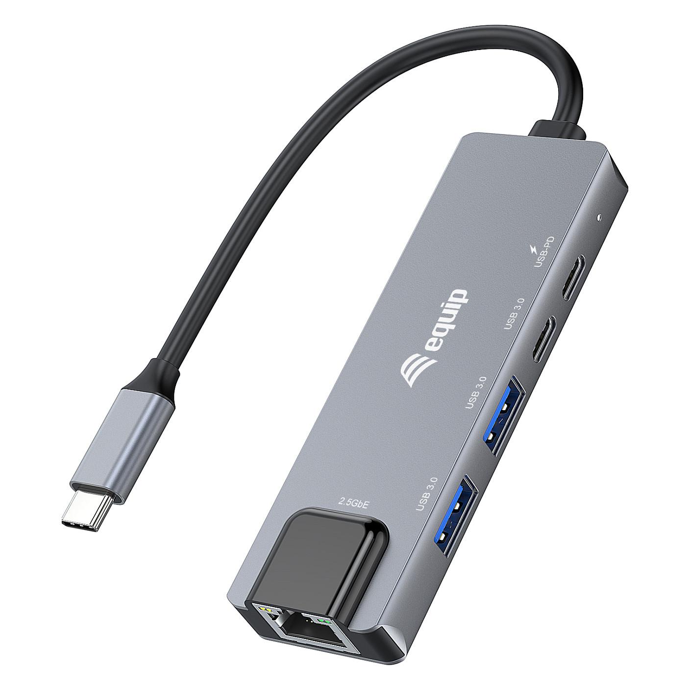 Equip 5-i-1 multifunktionel USB-C adapter - 2,5 GbE, 2× USB-A, 2× USB-C, 100 W USB PD