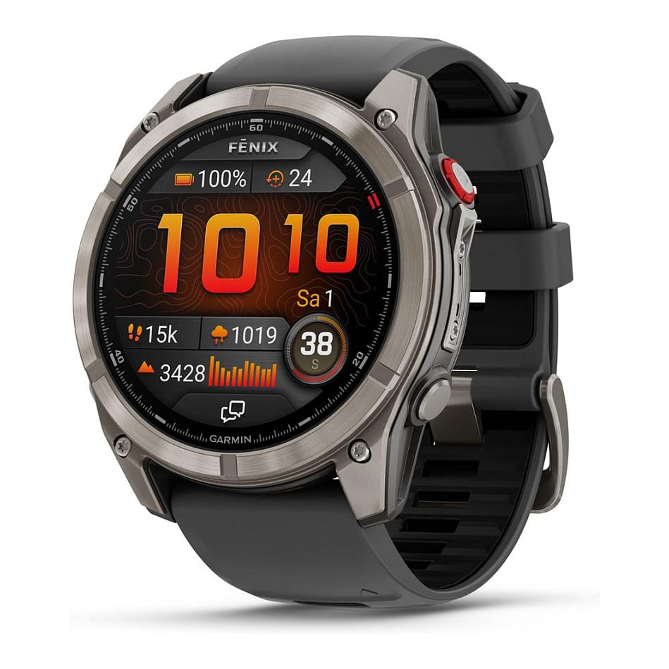 Garmin Fenix 8 Pro - 51 mm - titanium - Ja sportsur med rem - silikone - graphite/black - håndledsstørrelse: 127-210 mm - display 1.4 - 32 GB - Bluetooth, ANT+, Wi-Fi, LTE - 90 g
