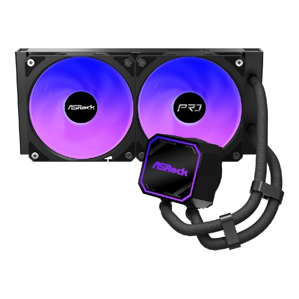 ASRock Pro 240 ARGB AIO væskekøler - 240 mm radiator, 120 mm blæsere, sort