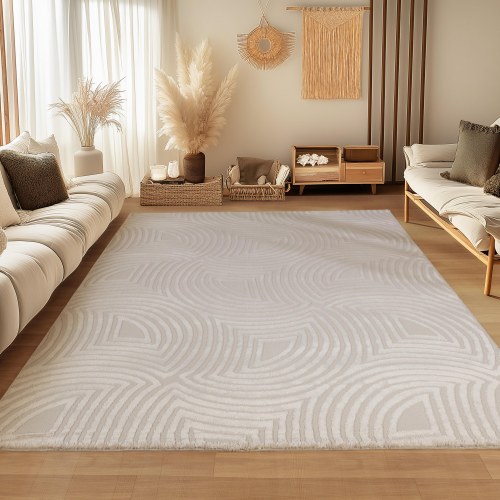 Kortluvet tæppe SAHARA 3D Design - beige, rektangel