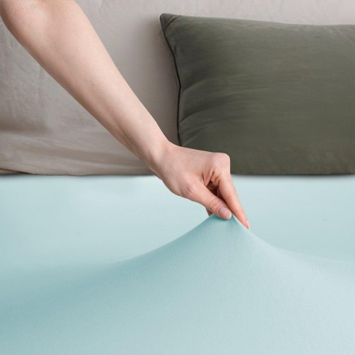 Jersey faconlagen RESTILO Amber - himmelblå, 200-220 x 200 cm