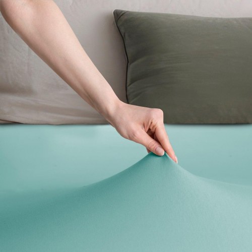 Jersey spændelagen RESTILO Amber - turkis, 180-200 x 200 cm