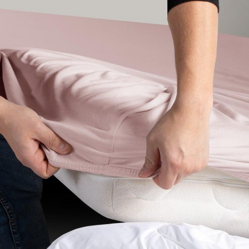 Jerseylagen RESTILO Amber - pudderrosa 220-240 x 220 cm