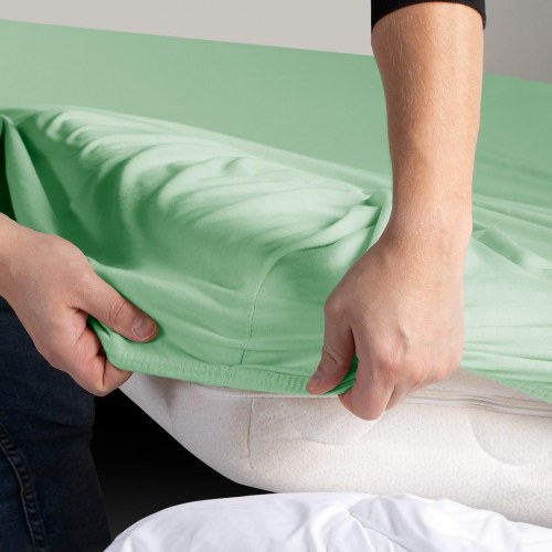 Jersey spændelagen RESTILO Amber - mintgrøn 220-240 x 220 cm