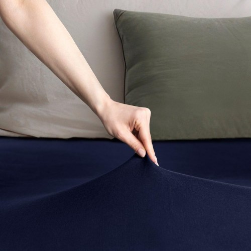 Jersey kuvertlagen RESTILO Amber - marineblå 220-240 x 220 cm
