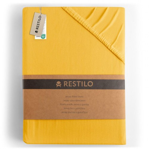 Jersey faconlagen RESTILO Amber - gul, 80-90x200 cm