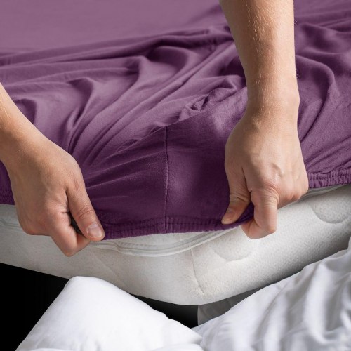 Jersey spændelagen RESTILO Amber - mørkelilla 160-180x200 cm