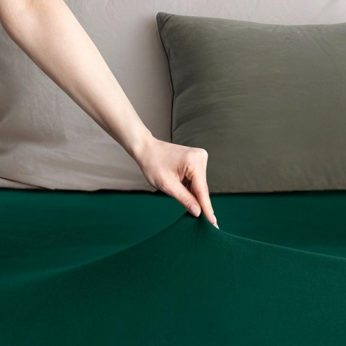 Jersey spændelagen RESTILO Amber - flaskegrøn 160-180x200 cm