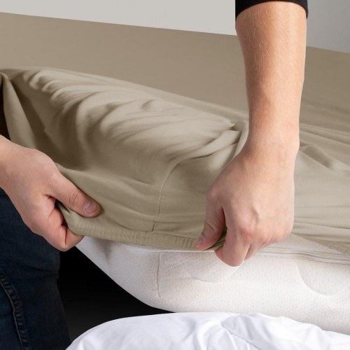 Jersey faconlagen RESTILO Amber - cappuccino 160-180x200 cm