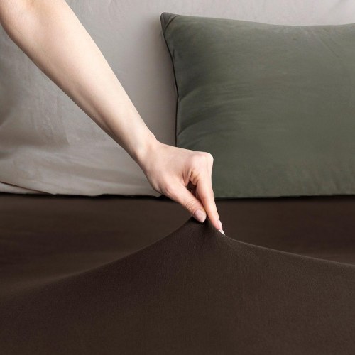 Jersey faconlagen RESTILO Amber - mørkebrun 220-240x220 cm