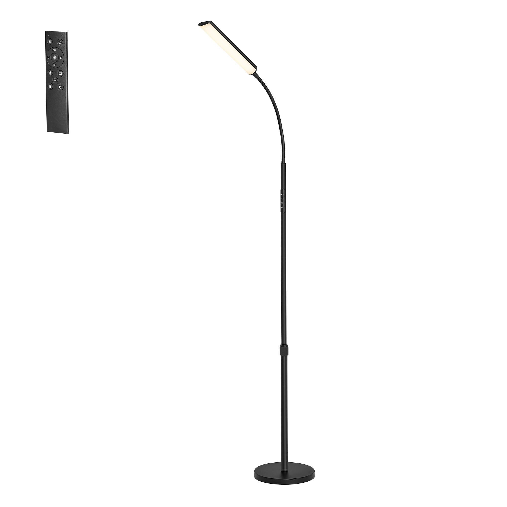 LED-gulvlampe med fjernbetjening - mat sort