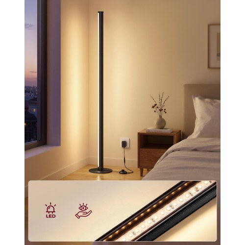 LED-gulvlamper 2 stk. dæmpbare 12 W 1200 lm 3000 K - mat sort