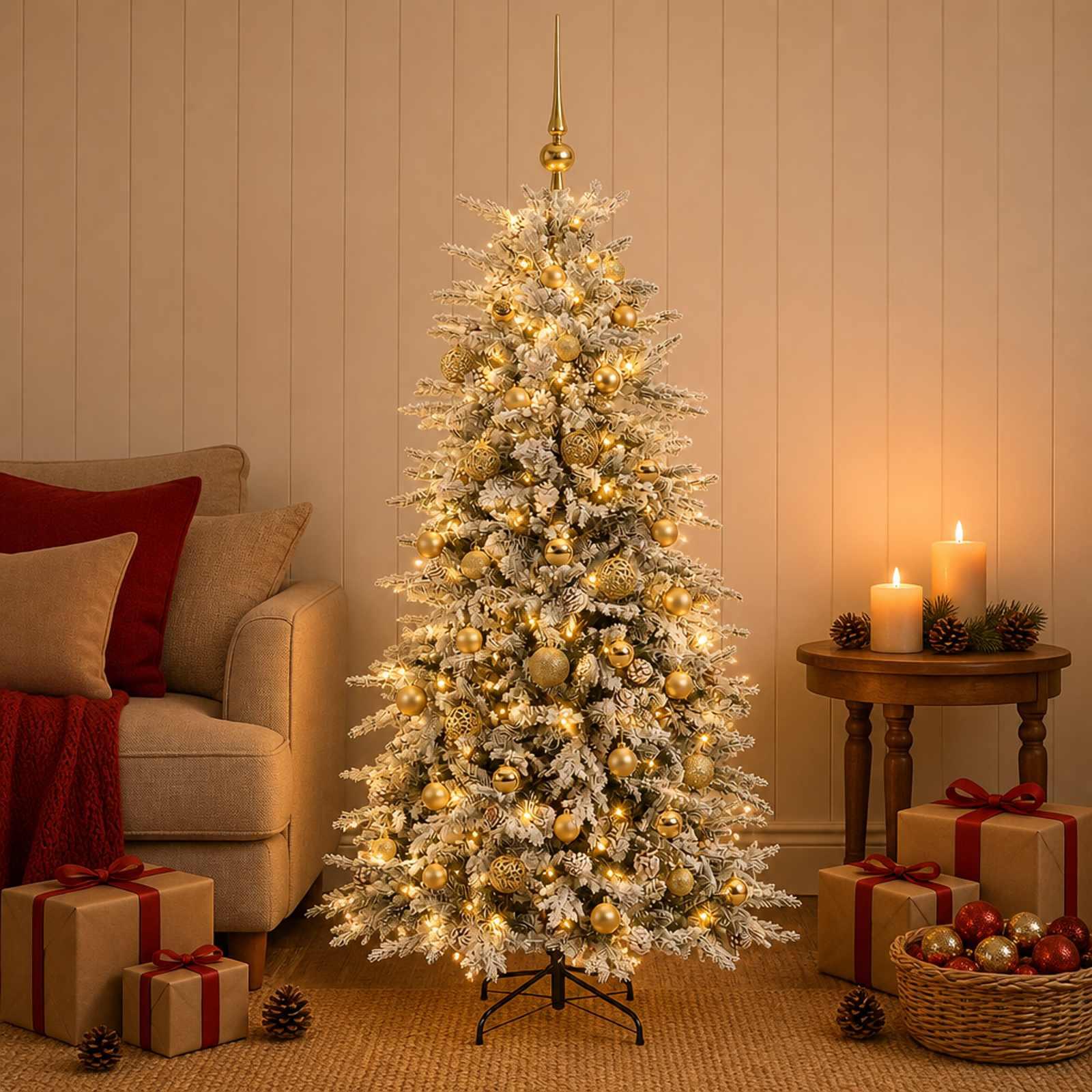 vidaXL Kunstigt Hinged Juletræ 150 cm 150 LED'er Varm hvid PE og PVC