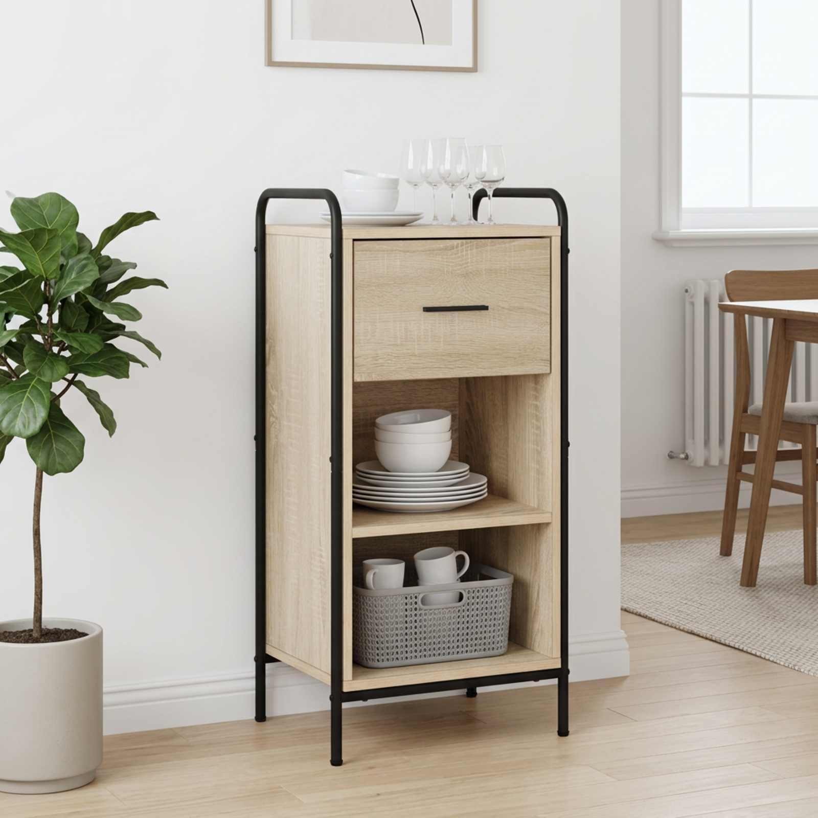 Sideboard i Sonoma-eg med stålramme