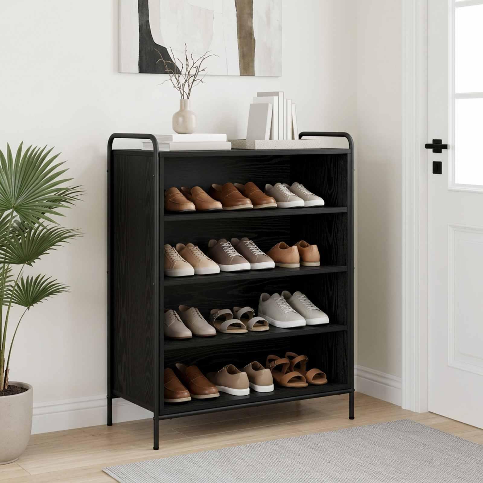 Skoskab 76 x 36,5 x 93 cm - sort eg