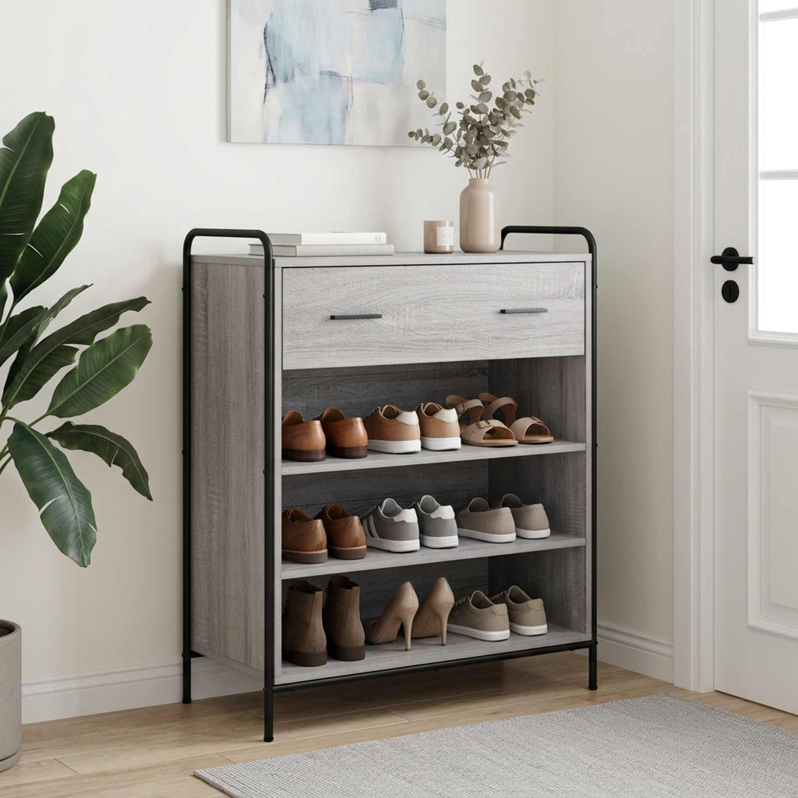 Skoskab i konstrueret træ 76 x 36,5 x 93 cm - grå sonoma