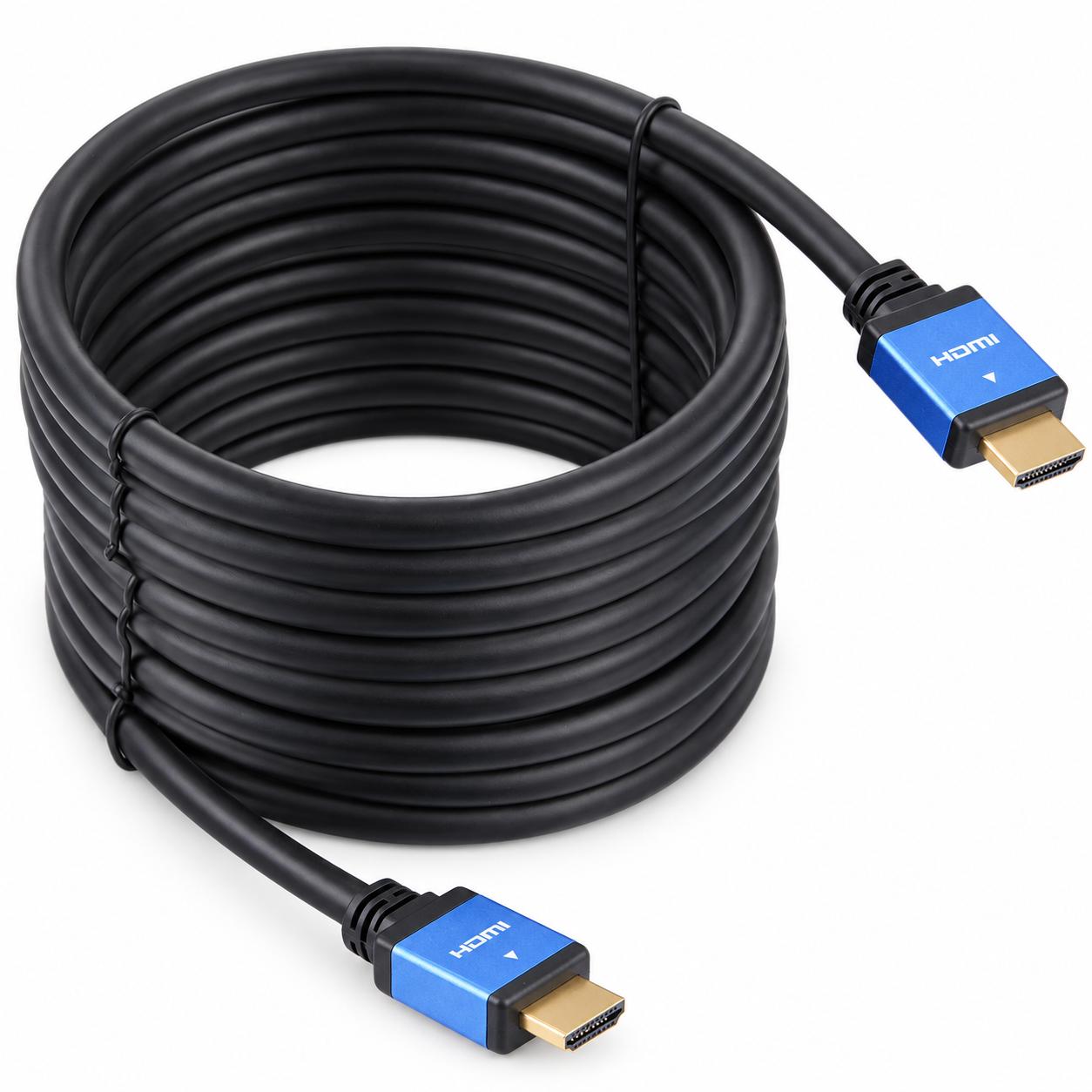 HDMI 2.0 High Speed-kabel 10 m - sort med blå stik