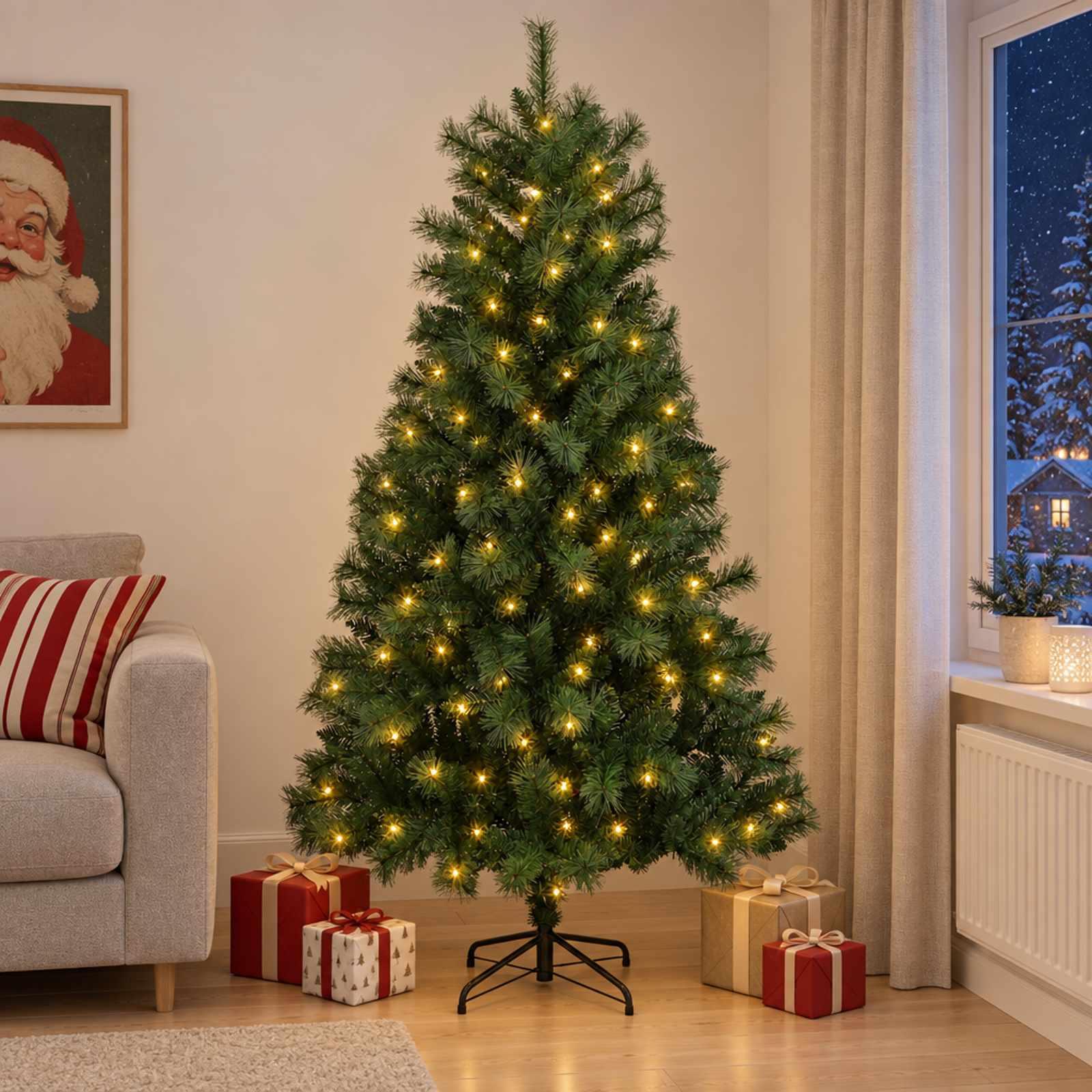 vidaXL Kunstigt Hinged Juletræ 180 cm 300 LED'er Varm hvid