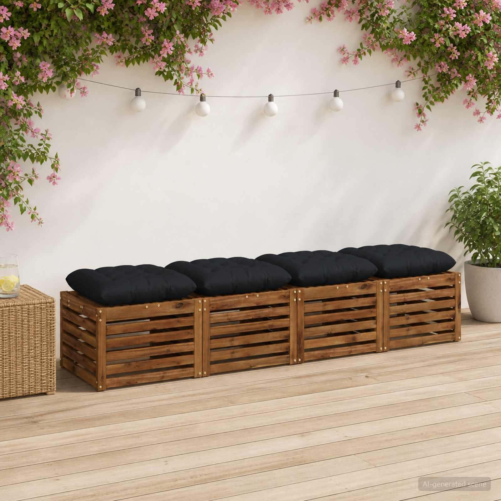 vidaXL Sædepuder VIANEN 4 stk. 100% polyester Mørk blå 45 x 45 x 12 cm
