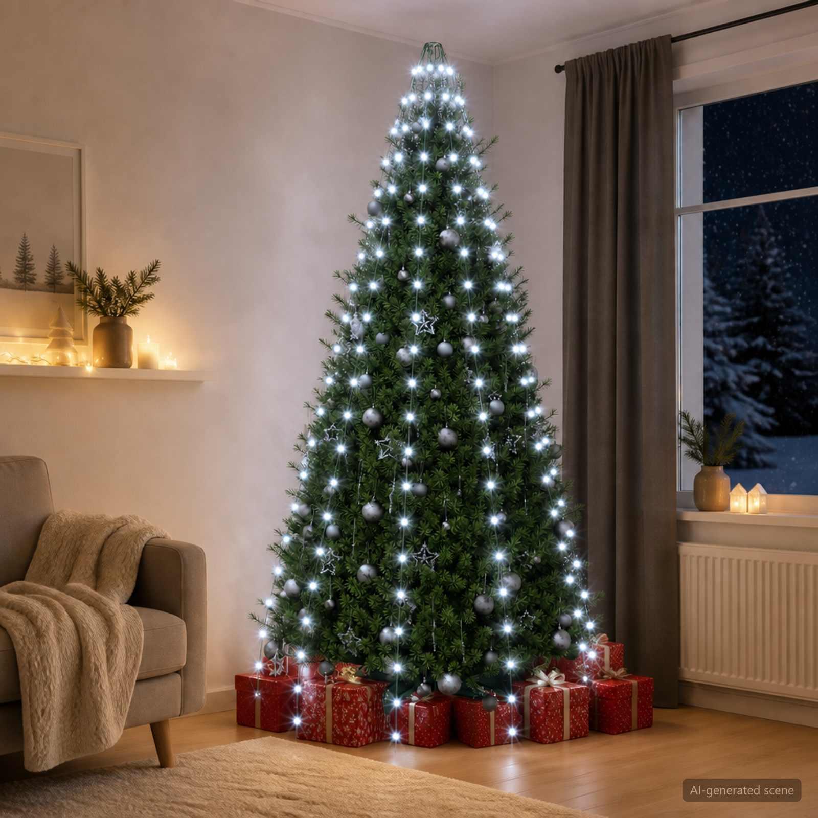 vidaXL Juletræslys 210 LED'er Kold hvid 210 cm