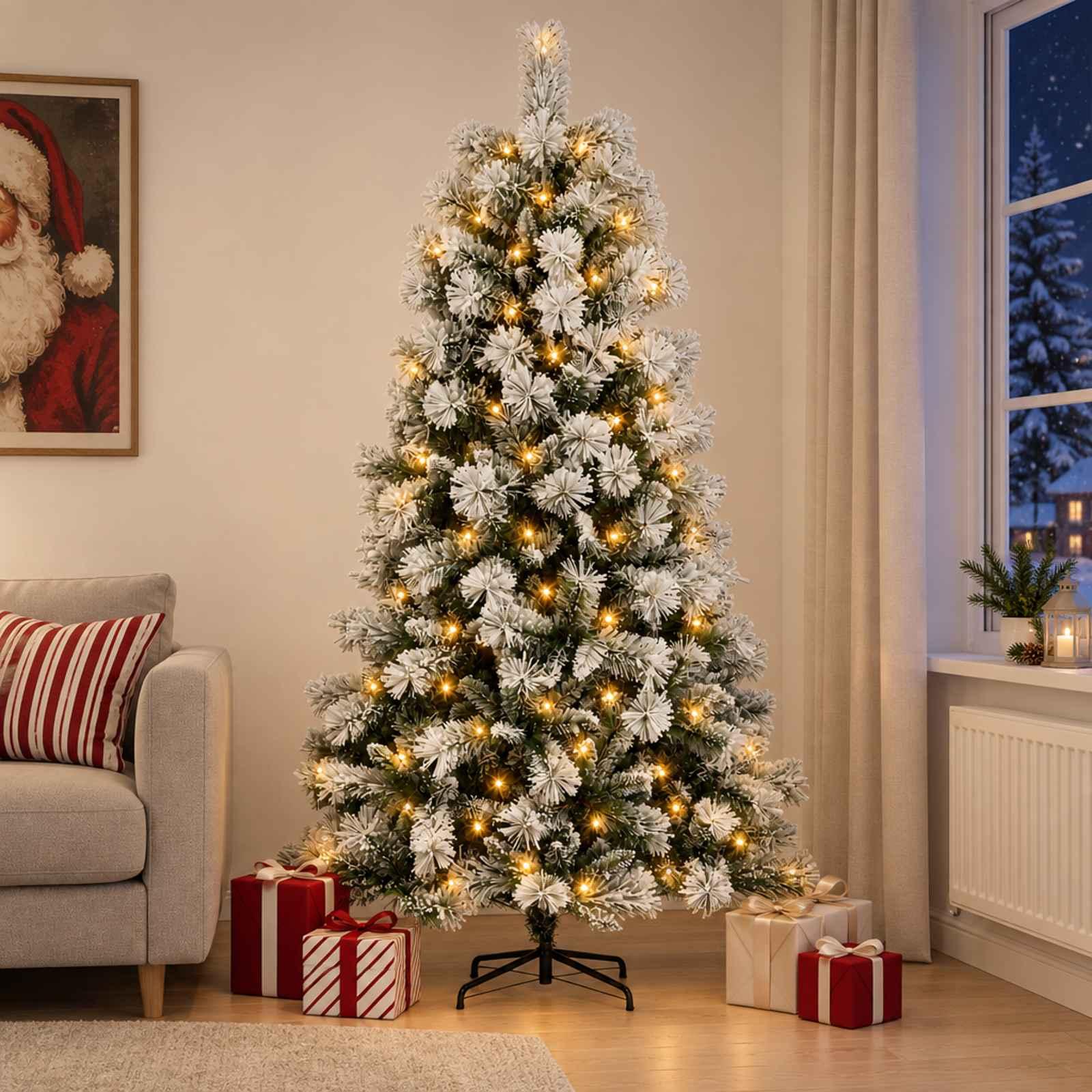 vidaXL Kunstigt Hinged Juletræ 150 cm 150 LED'er Varm hvid