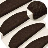 Trappemåtter selvklæbende 15 stk. halvrunde - brune 56 x 17 x 3 cm (OUTLET A)