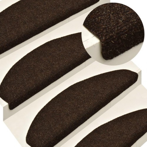 Trappemåtter selvklæbende 15 stk. halvrunde - brune 56 x 17 x 3 cm (OUTLET A)