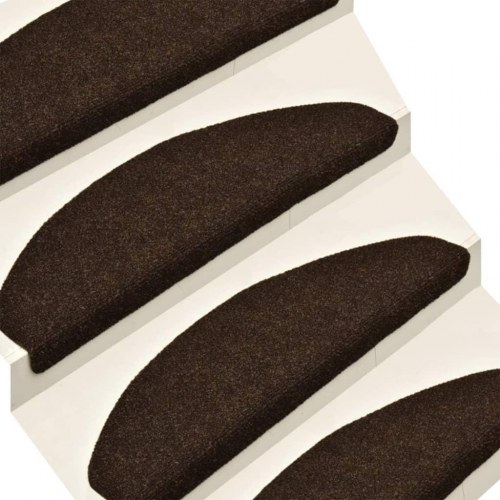 Trappemåtter selvklæbende 15 stk. halvrunde - brune 56 x 17 x 3 cm (OUTLET A)