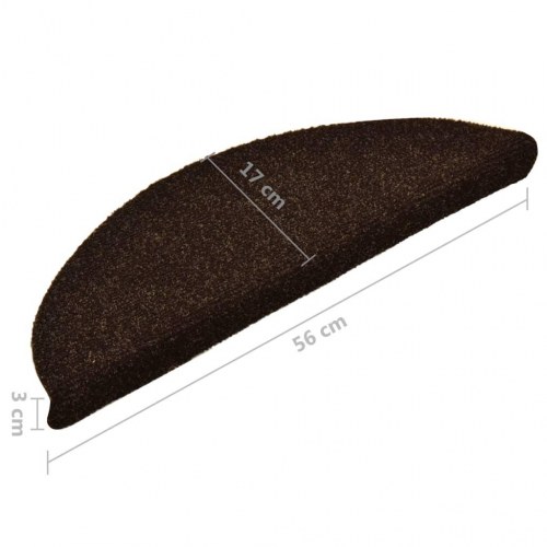 Trappemåtter selvklæbende 15 stk. halvrunde - brune 56 x 17 x 3 cm (OUTLET A)