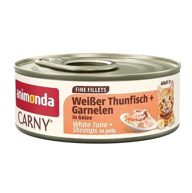 Vådfoder til katte animonda Carny Adult Fine Fillets hvid tun og rejer i gelé - 60 g