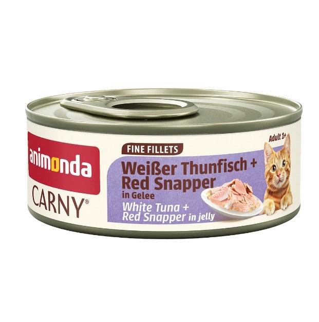 Vådfoder til katte animonda Carny Adult Fine Fillets gelé hvid tun + red snapper - 60 g