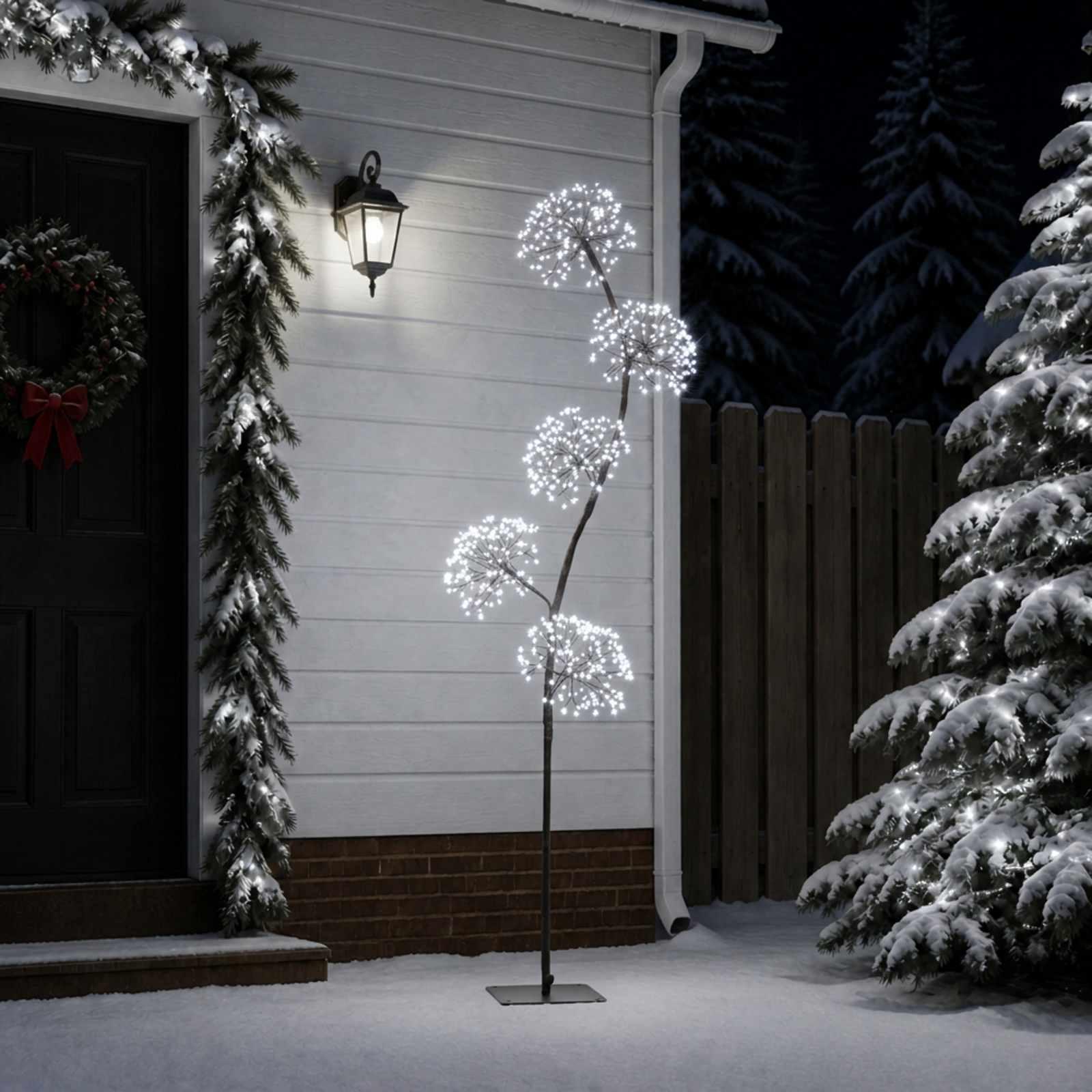 S-formet LED-juletræ - sort, 20 x 20 x 175 cm, 840 LED'er