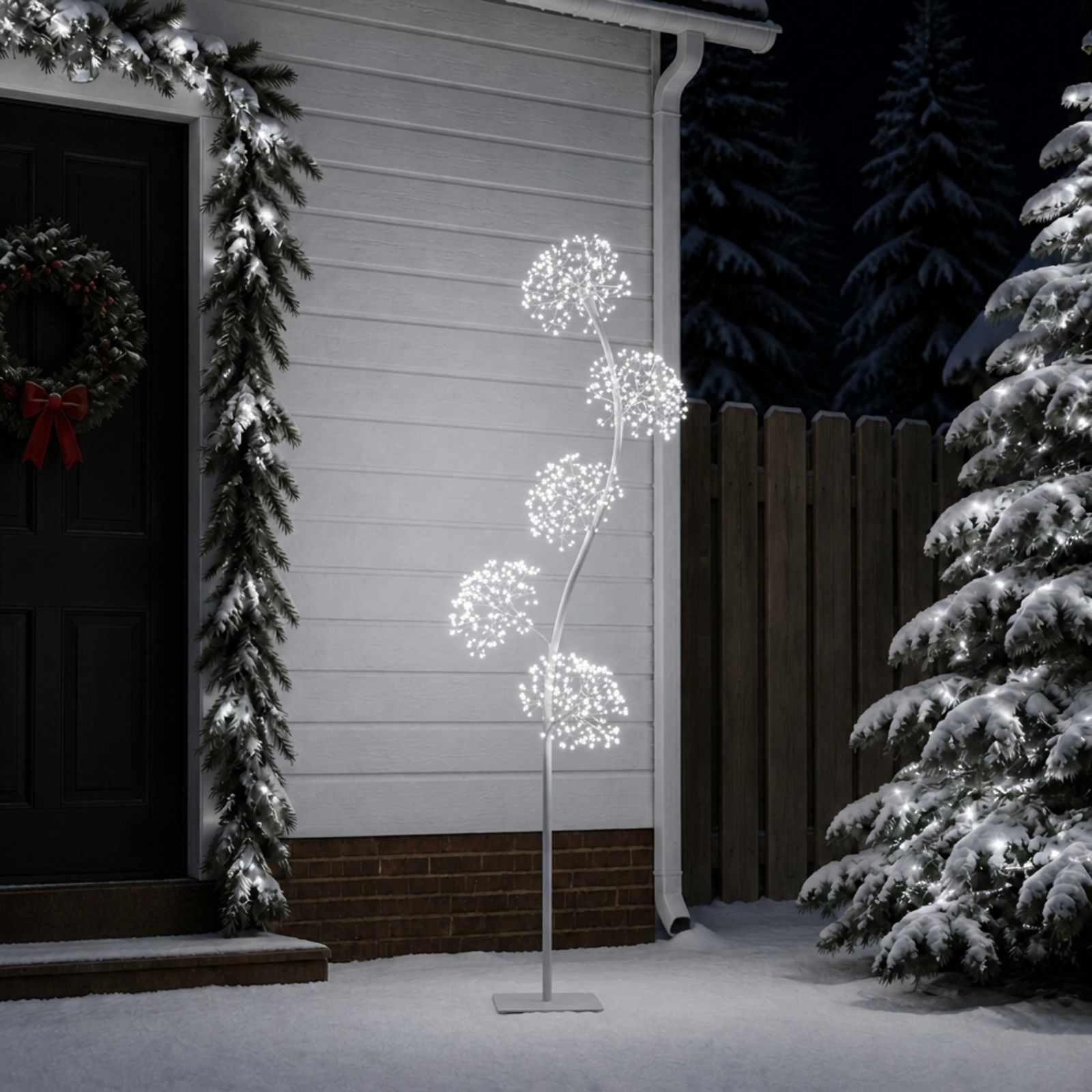 S-formet LED-juletræ - hvid, 20 x 20 x 175 cm
