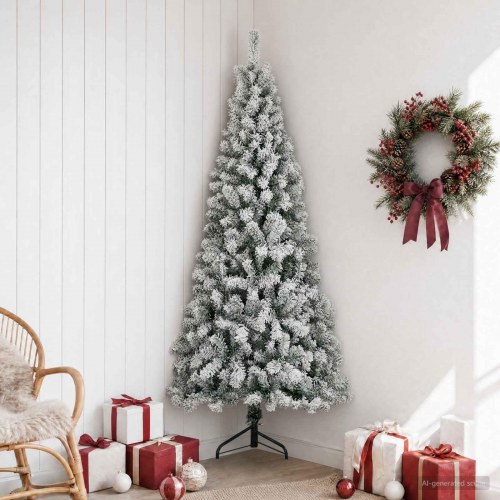 Kunstigt juletræ 180 cm - grøn og hvid