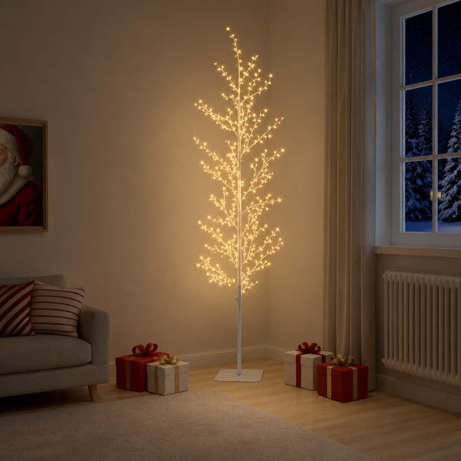 Micro-birkejuletræ hvid 20 x 20 x 180 cm med 459 LED'er