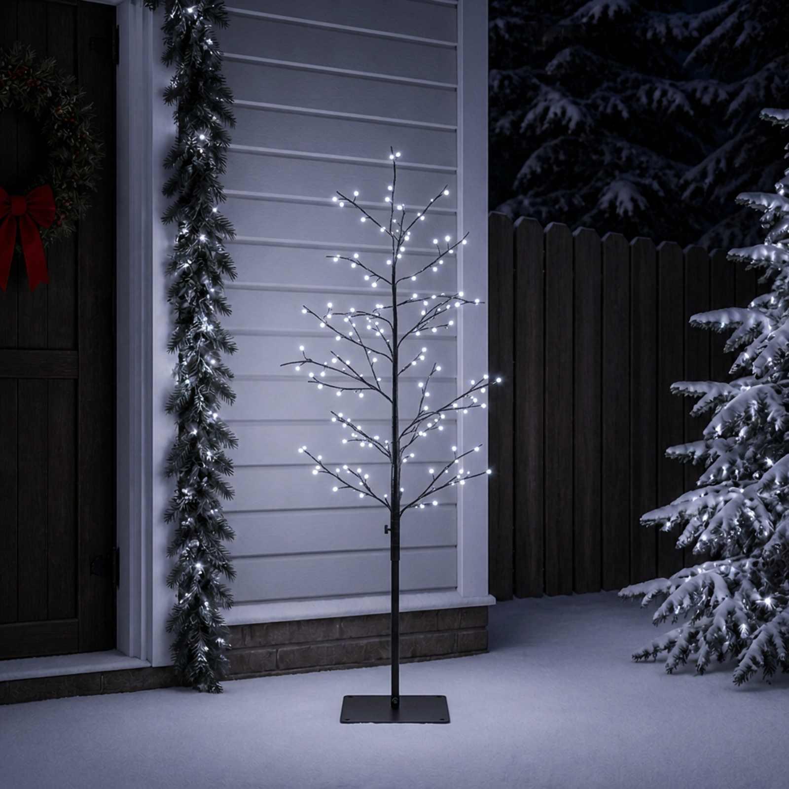 Micro-birkejuletræ sort 18 x 18 x 150 cm med 360 LED'er