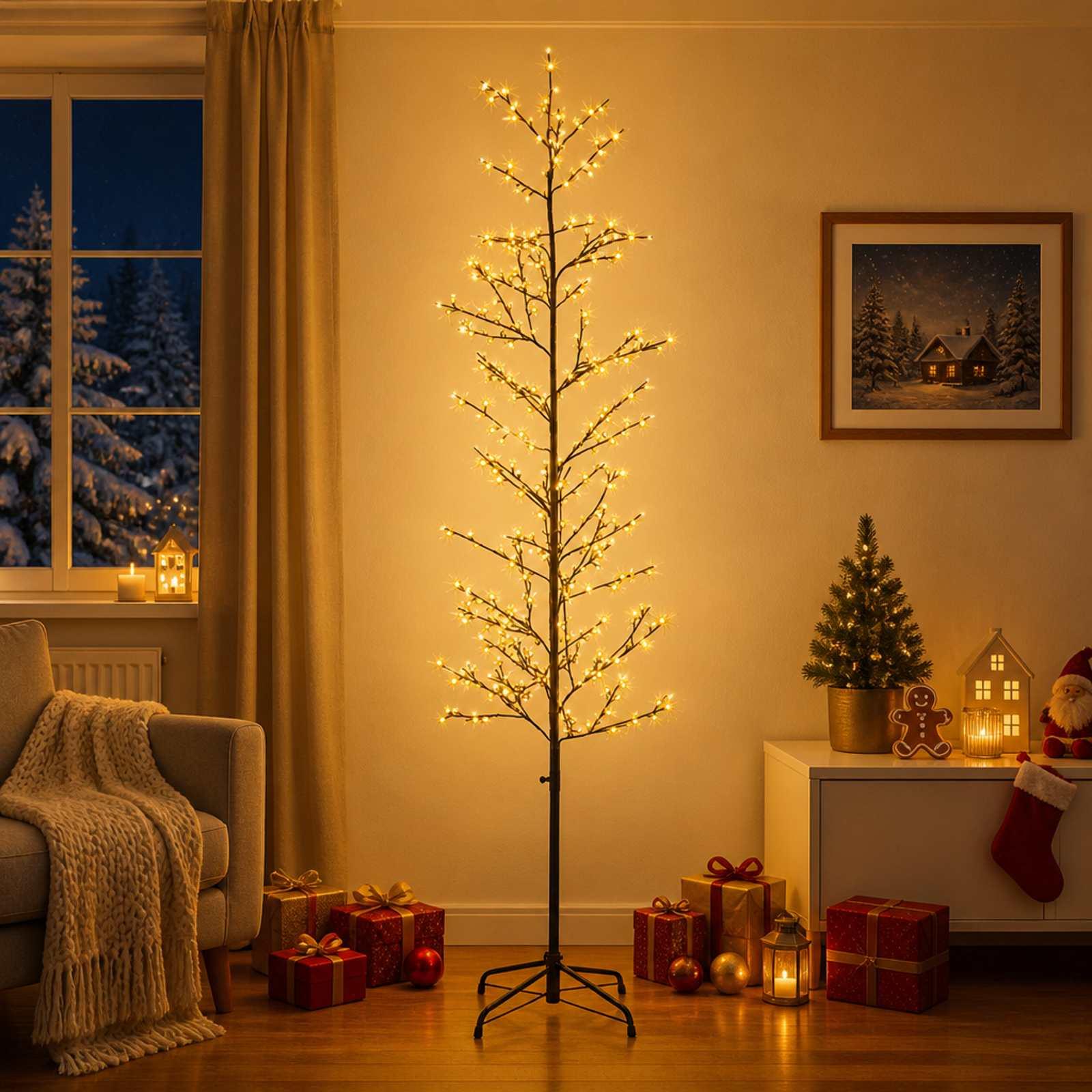 Micro-birkejuletræ sort 47 x 47 x 210 cm med 567 LED'er