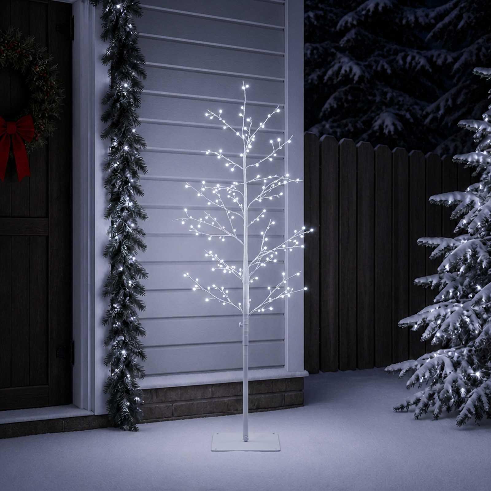 vidaXL Micro-birkejuletræ Hvid 120 cm Stål 279 LED'er