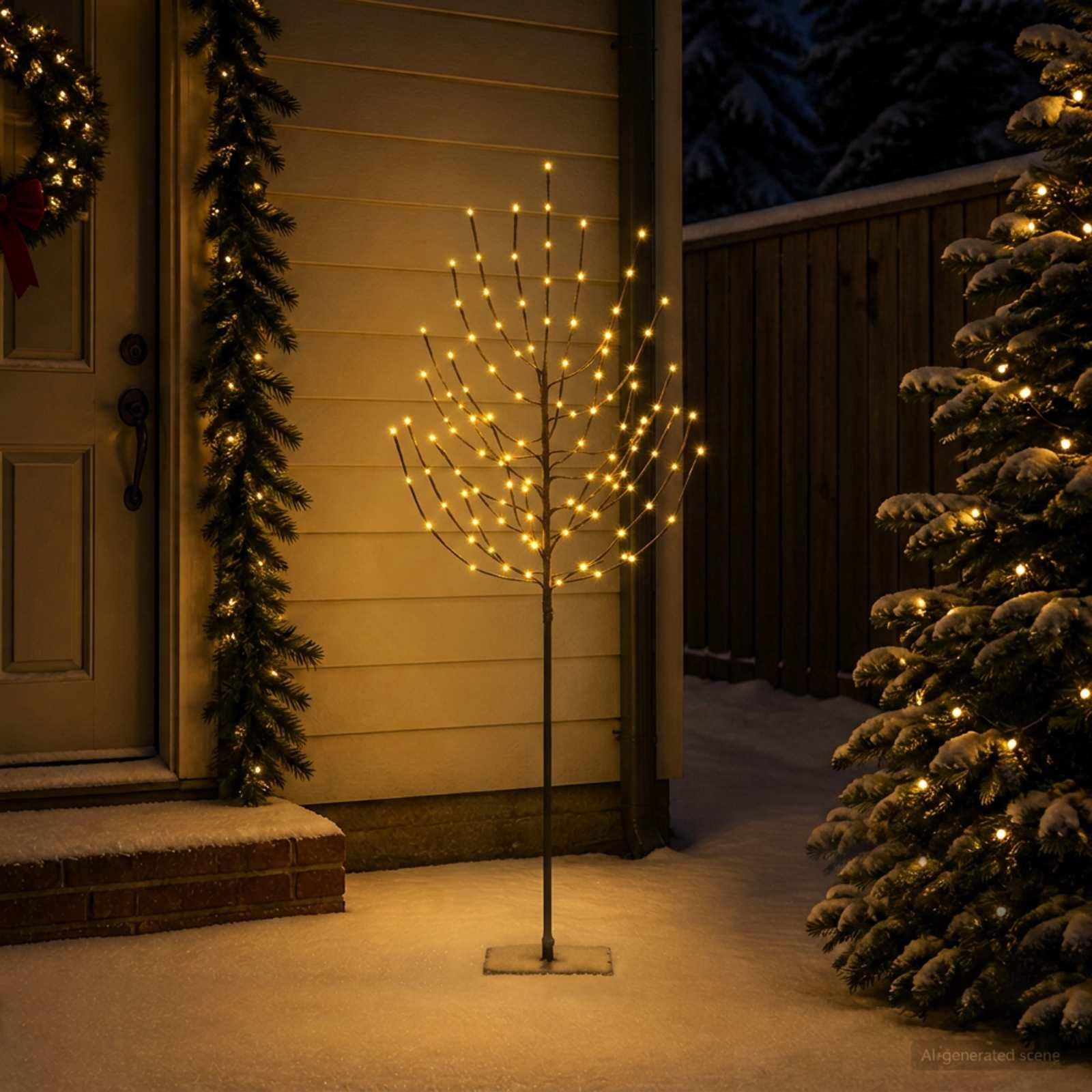 LED juletræ - sort, 20 x 20 x 180 cm, 160 LED