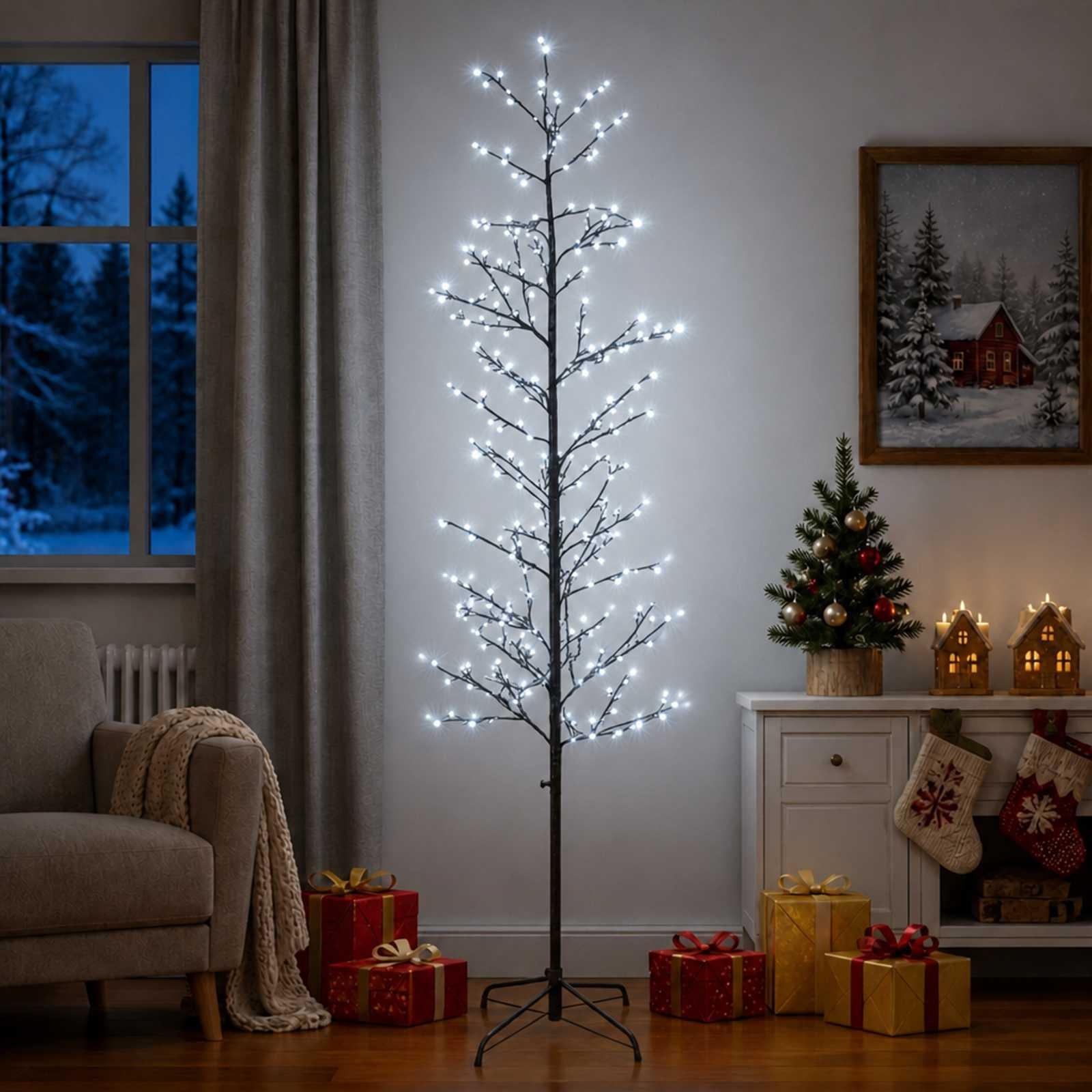 Micro-birkejuletræ med 675 LED'er - sort, 240 cm