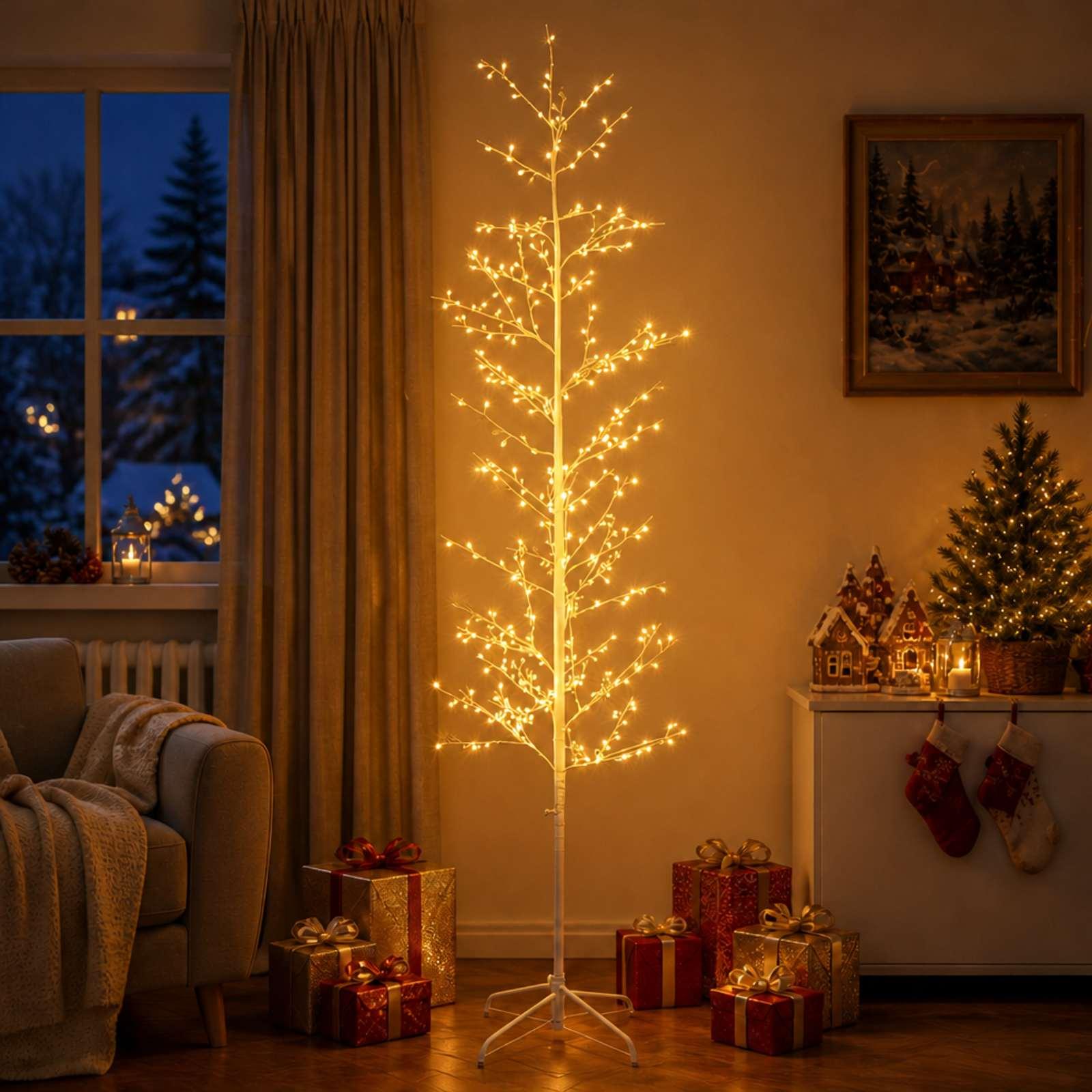 Micro-birkejuletræ hvid 47 x 47 x 240 cm med 675 LED'er