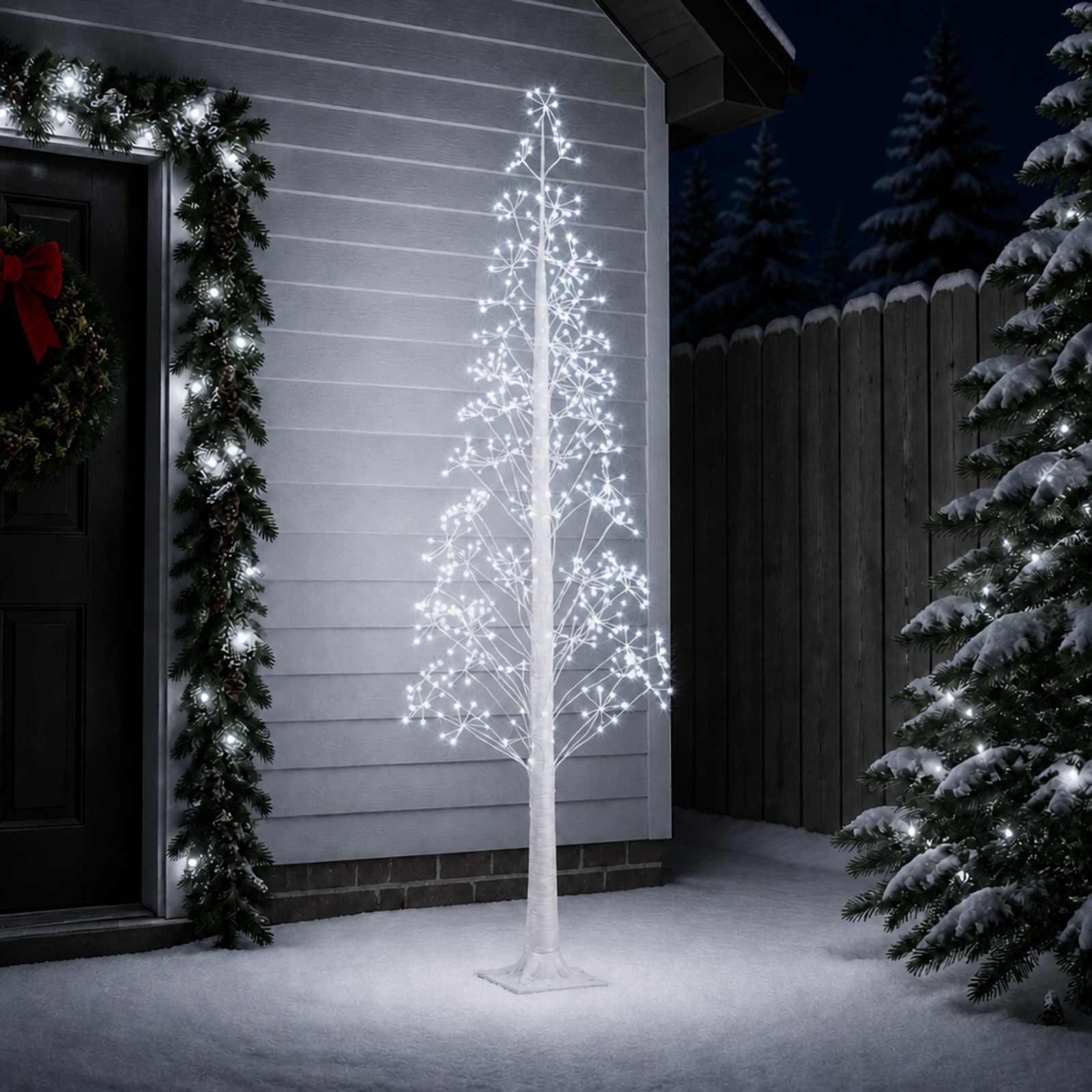 Starburst-juletræ med LED - hvid, 240 cm