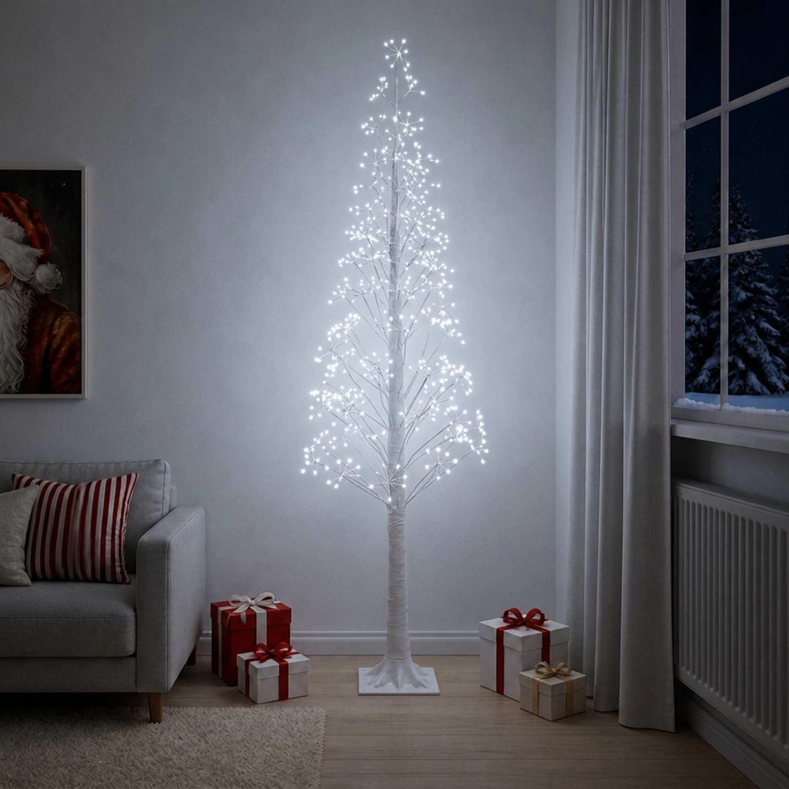 Starburst-juletræ med LED - hvid, 210 cm