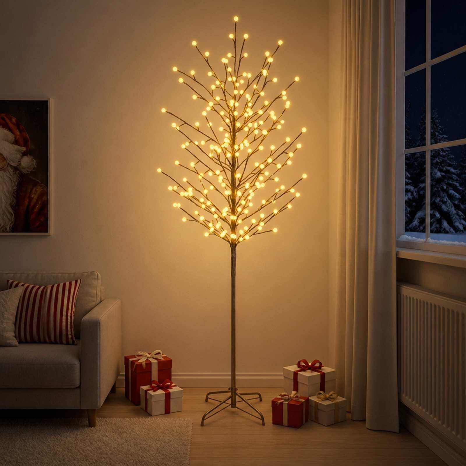 vidaXL LED-juletræ med kugler Sort 210 cm Stål 250 LED'er