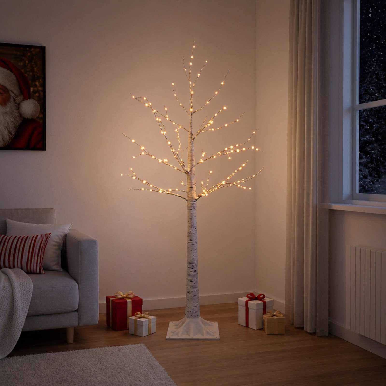 Birketræsjuletræ med 232 LED'er - hvid, 150 cm